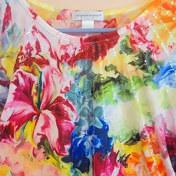 Christopher & Banks Colorful Floral Women's Top - Picture 2 of 7